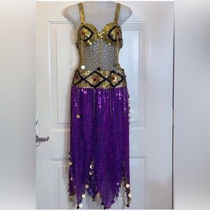 VTG, Belly Dancer Custom Hand Made Costume One Size Sequin Dress